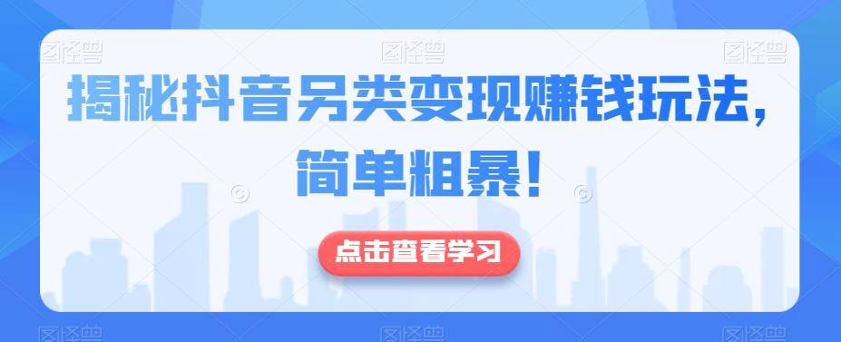 揭秘抖音另类变现赚钱玩法，简单粗暴！-爱找项目网