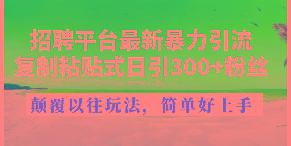招聘平台最新暴力引流，复制粘贴式日引300+粉丝，颠覆以往垃圾玩法，简…-爱找项目网