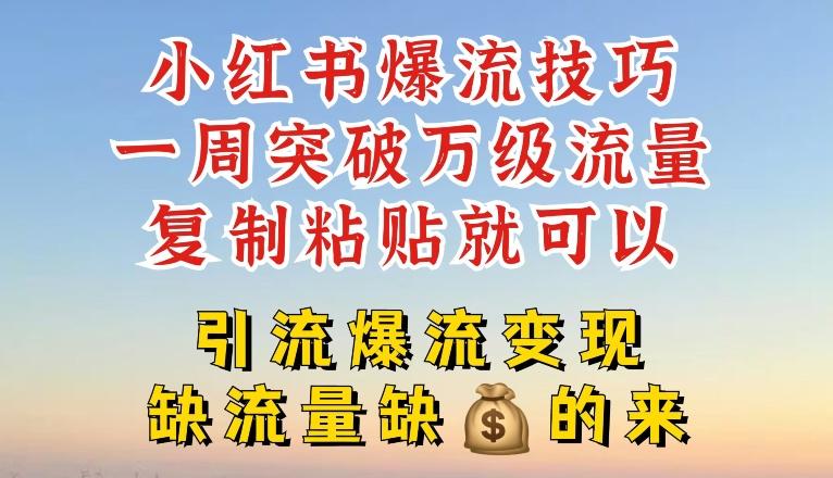 小红书爆流技巧，一周突破万级流量，复制粘贴就可以，引流爆流变现【揭秘】-爱找项目网
