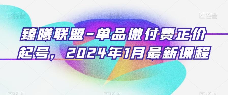 臻曦联盟-单品微付费正价起号，2024年1月最新课程-爱找项目网
