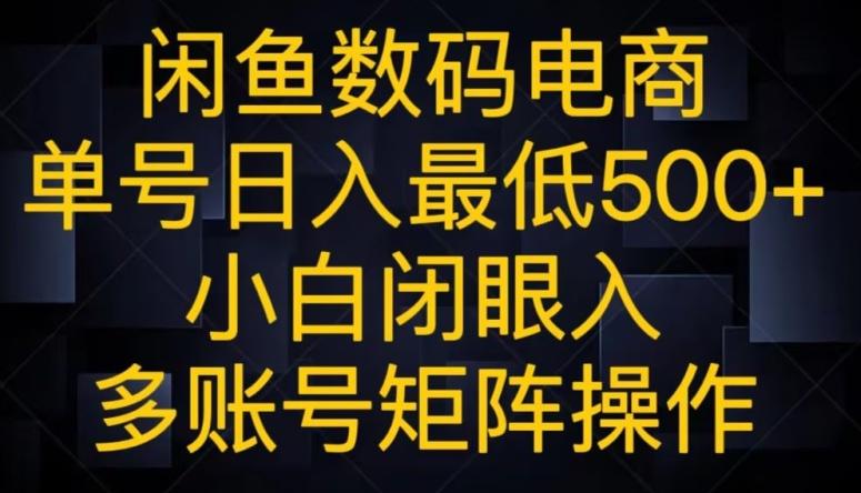 闲鱼数码电商，单号日入最低500+，小白闭眼入，多账号矩阵操作-爱找项目网