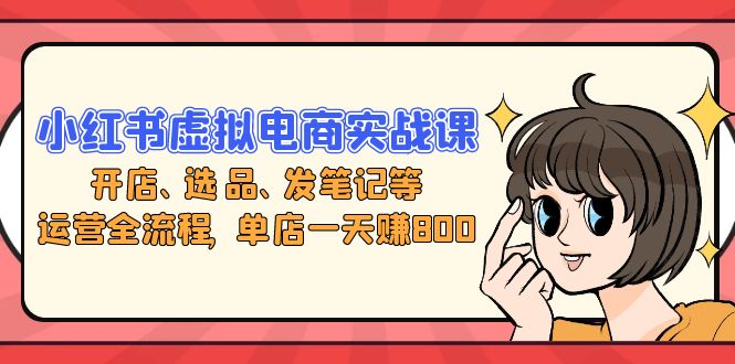 小红书虚拟电商实战课：开店、选品、发笔记等运营全流程，单店一天赚800-爱找项目网