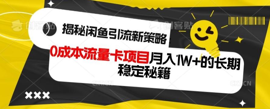 揭秘闲鱼引流新策略：0成本流量卡项目，月入1W+的长期稳定秘籍-爱找项目网