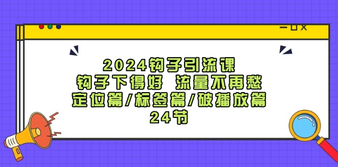 2024钩子引流课：钩子下得好流量不再愁，定位篇/标签篇/破播放篇/24节-爱找项目网