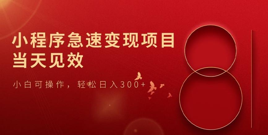 小程序急速变现项目，当天见效，小白可操作，轻松日入300+-爱找项目网
