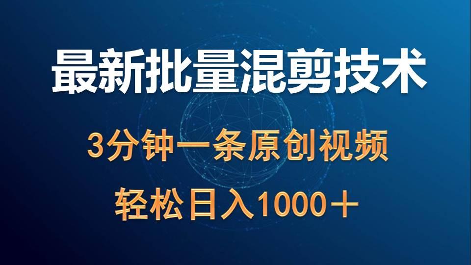 (9982期)最新批量混剪技术撸收益热门领域玩法，3分钟一条原创视频，轻松日入1000＋-爱找项目网