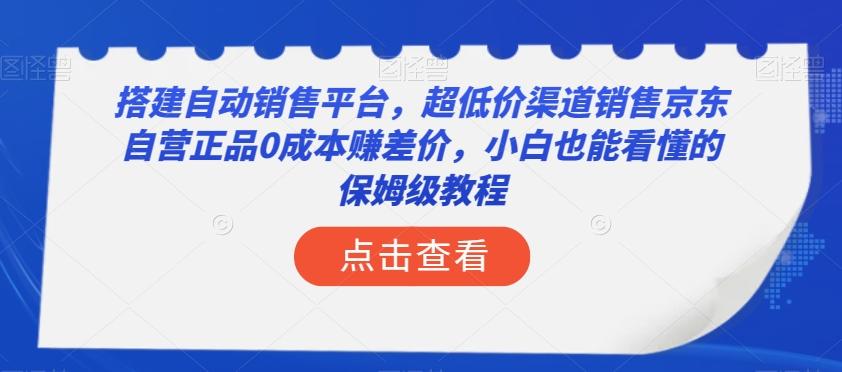 搭建自动销售平台，超低价渠道销售京东自营正品0成本赚差价，小白也能看懂的保姆级教程【揭秘】-爱找项目网