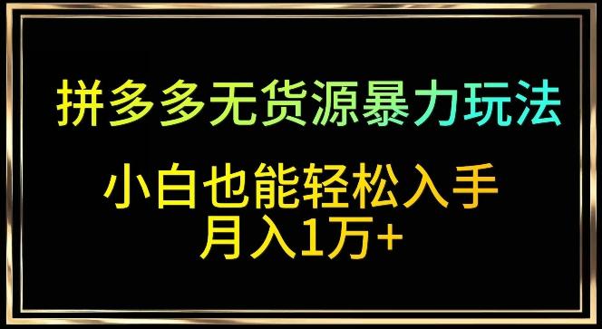 拼多多无货源暴力玩法，全程干货，小白也能轻松入手，月入1万+【揭秘】-爱找项目网