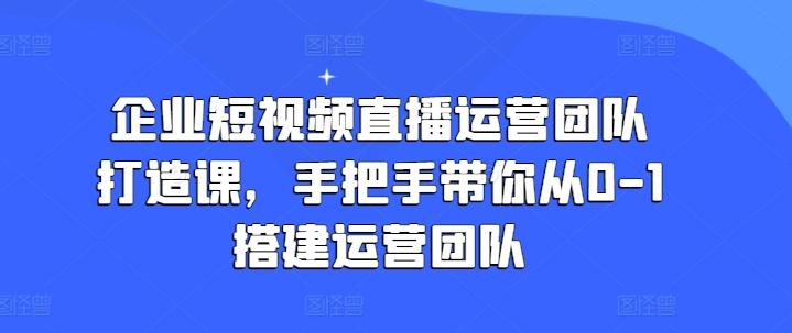 企业短视频直播运营团队打造课，手把手带你从0-1搭建运营团队-爱找项目网