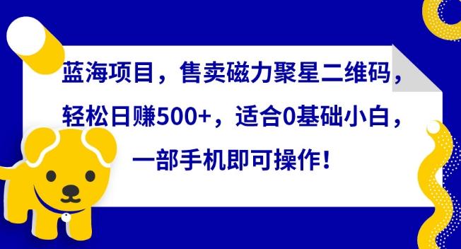 蓝海项目，售卖磁力聚星二维码，轻松日赚500+，适合0基础小白，一部手机即可操作【揭秘】-爱找项目网