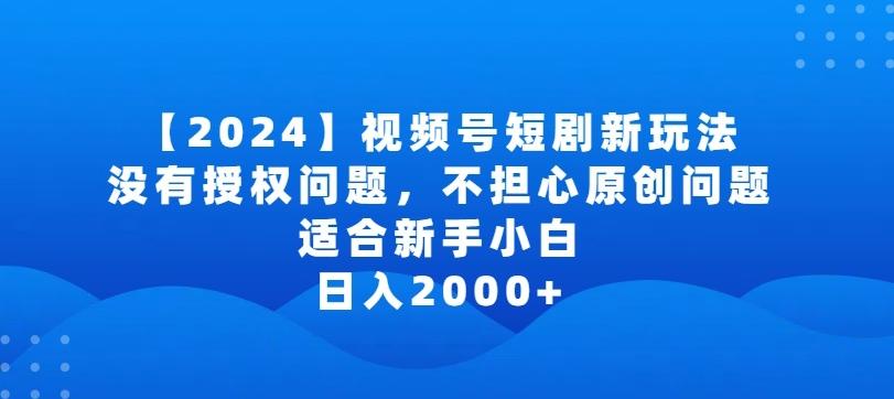 2024视频号短剧玩法，没有授权问题，不担心原创问题，适合新手小白，日入2000+【揭秘】-爱找项目网