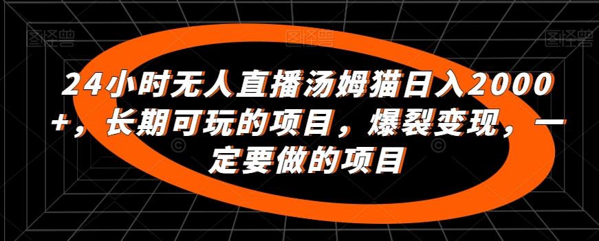 24小时无人直播汤姆猫日入2000+，长期可玩的项目，爆裂变现，一定要做的项目【揭秘】-爱找项目网
