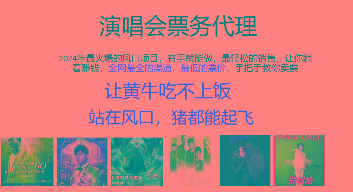 2024年最火爆风口项目，演唱会票务代理，日入2000+，一部手机就能搞定！-爱找项目网