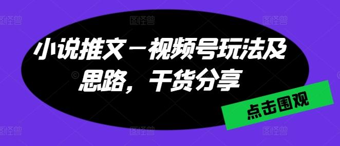 小说推文—视频号玩法及思路，干货分享-爱找项目网