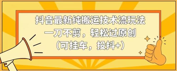 抖音最新纯搬运技术流玩法，一刀不剪，轻松过原创(可挂车，投抖+)【揭秘】-爱找项目网