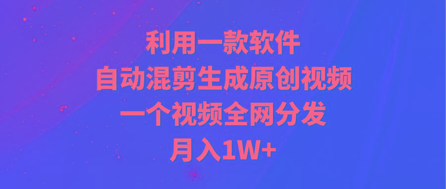 (9472期)利用一款软件，自动混剪生成原创视频，一个视频全网分发，月入1W+附软件-爱找项目网
