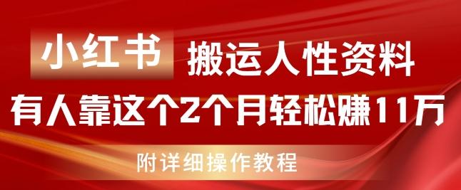 小红书搬运人性资料，有人靠这个2个月轻松赚11w，附教程【揭秘】-爱找项目网