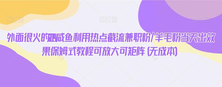 外面很火的2024咸鱼利用热点截流兼职粉/羊毛粉当天出效果保姆式教程可放大可矩阵(无成本)-爱找项目网
