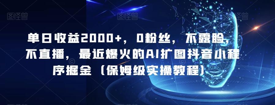 单日收益2000+，0粉丝，不露脸，不直播，最近爆火的AI扩图抖音小程序掘金（保姆级实操教程）-爱找项目网