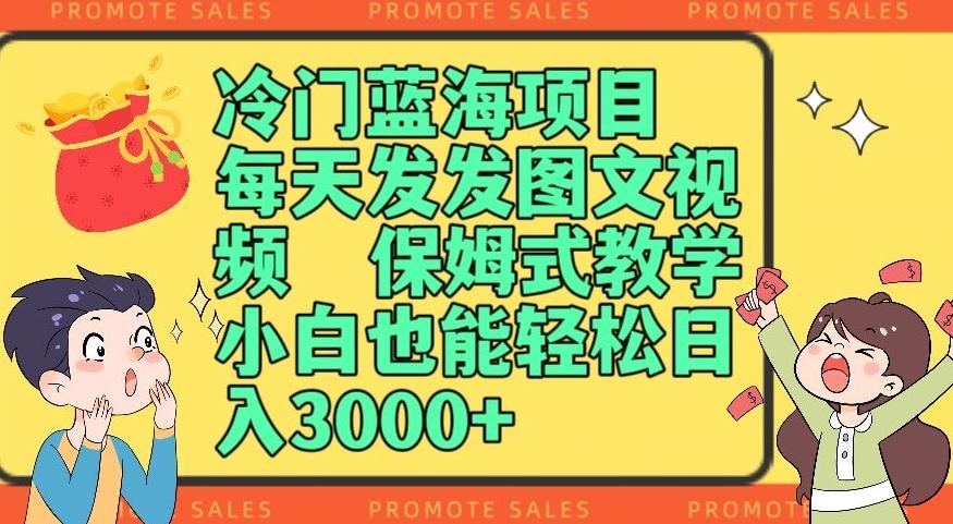 冷门蓝海项目，每天发发图文视频，保姆式教学，小白也能轻松日入3000+-爱找项目网