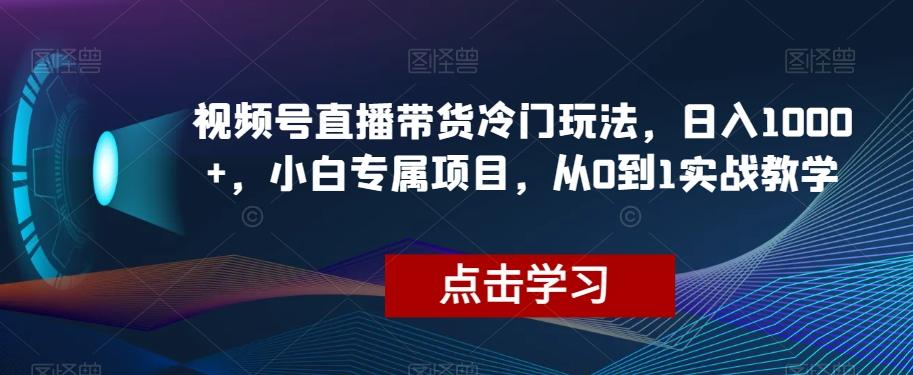 视频号直播带货冷门玩法，日入1000+，小白专属项目，从0到1实战教学【揭秘】-爱找项目网