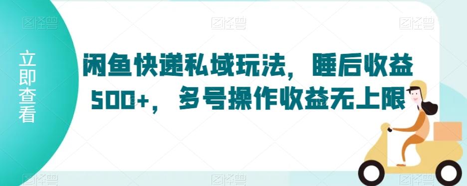 闲鱼快递私域玩法，睡后收益500+，多号操作收益无上限【揭秘】-爱找项目网
