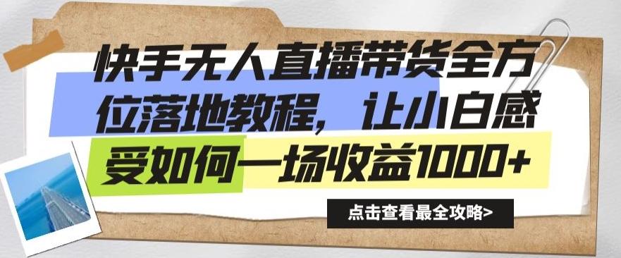 快手无人直播带货全方位落地教程，让小白感受如何一场收益1000+【揭秘】-爱找项目网