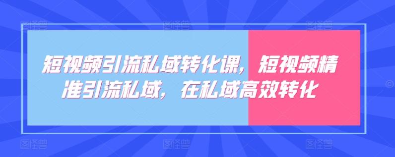 短视频引流私域转化课，短视频精准引流私域，在私域高效转化-爱找项目网