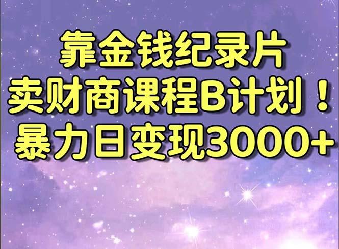 靠金钱纪录片卖财商课程B计划！暴力日变现3000+，喂饭式干货教程！-爱找项目网