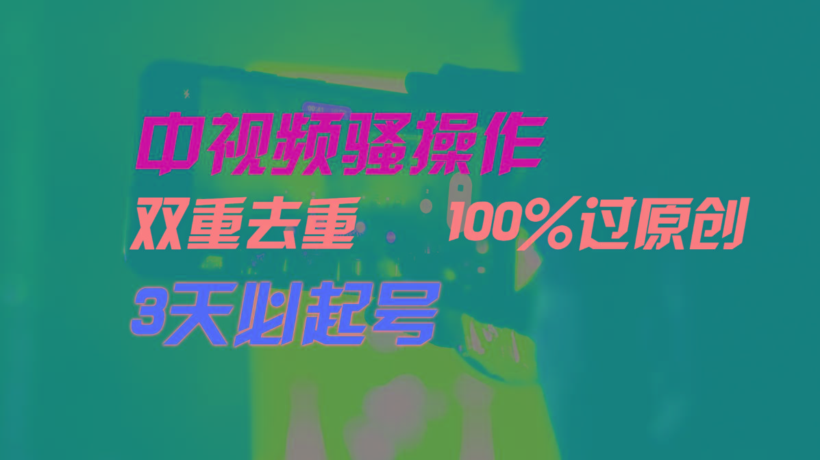 中视频骚操作，双重去重100%过原创，3天比必起号，简单无脑，月入3W+-爱找项目网