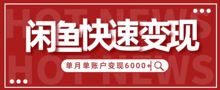 【新手项目】小白快速在闲鱼单月单账号变现6000+的秘密-爱找项目网
