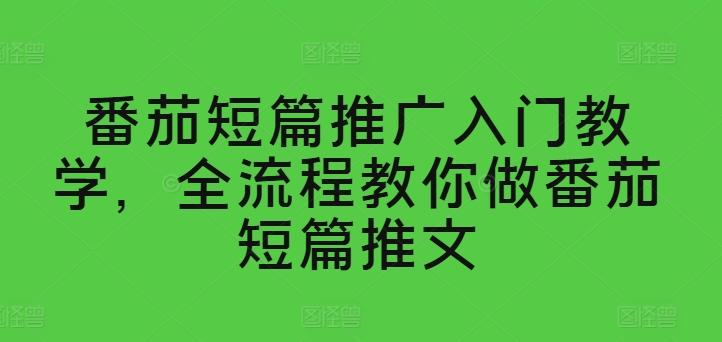 番茄短篇推广入门教学，全流程教你做番茄短篇推文-爱找项目网