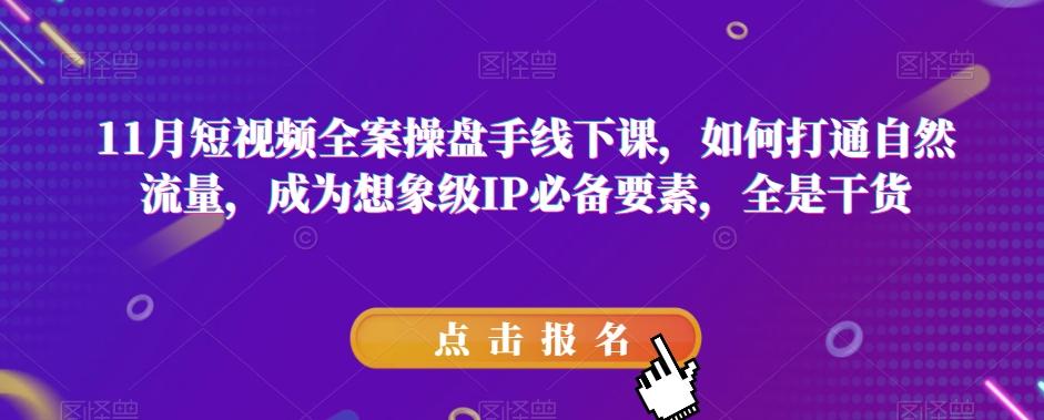 11月短视频全案操盘手线下课，如何打通自然流量，成为想象级IP必备要素，全是干货-爱找项目网