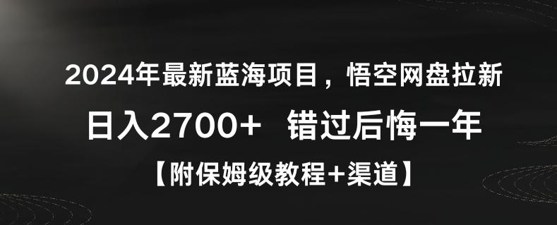 2024年最新蓝海项目，悟空网盘拉新，日入2700+错过后悔一年【附保姆级教程+渠道】【揭秘】-爱找项目网