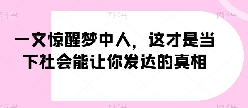 一文惊醒梦中人，这才是当下社会能让你发达的真相【公众号付费文章】-爱找项目网
