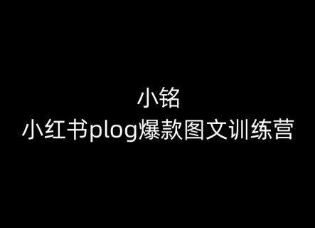 小铭-小红书plog爆款图文训练营，教你从0-1做小红书-爱找项目网