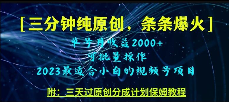 三分钟制作视频号纯原创，条条爆款，轻松月入过万【揭秘】-爱找项目网