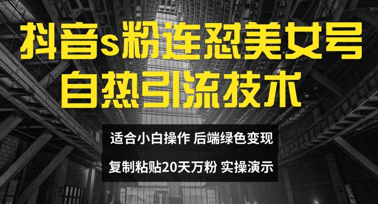 抖音s粉连怼美女号自热引流技术复制粘贴，20天万粉账号，无需实名制，矩阵操作【揭秘】-爱找项目网