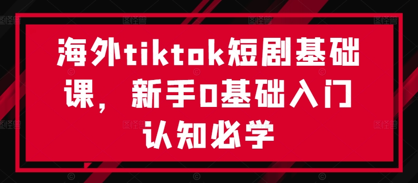海外tiktok短剧基础课，新手0基础入门认知必学-爱找项目网