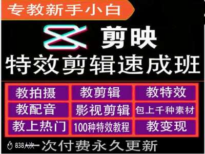剪映特效教程和运营变现教程，特效剪辑速成班，专教新手小白-爱找项目网