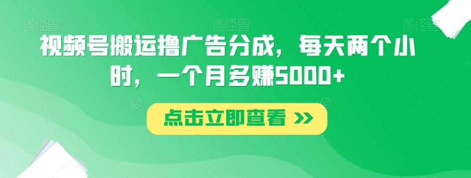 视频号搬运撸广告分成，每天两个小时，一个月多赚5000+-爱找项目网