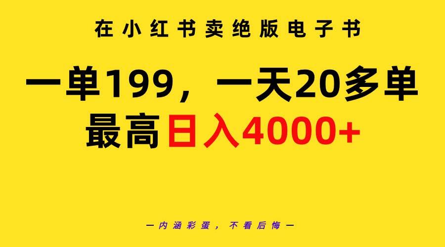 (9401期)在小红书卖绝版电子书，一单199 一天最多搞20多单，最高日入4000+教程+资料-爱找项目网