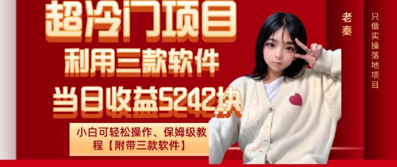超冷门项目、利用三款软件、当日收益5242块、小白可轻松操作、保姆级教程【附带三款软件】-爱找项目网
