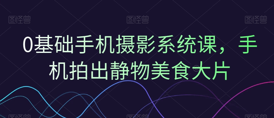 0基础手机摄影系统课，手机拍出静物美食大片-爱找项目网