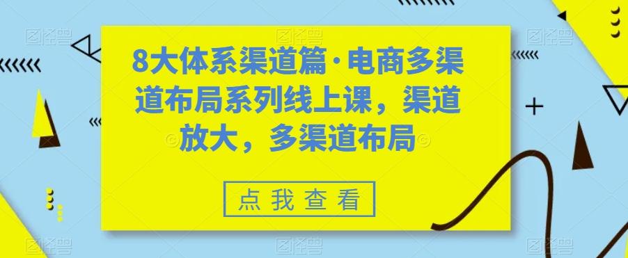 8大体系渠道篇·电商多渠道布局系列线上课，渠道放大，多渠道布局-爱找项目网