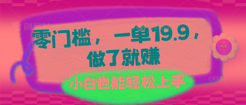 零门槛，一单19.9，做了就赚，小白也能轻松上手-爱找项目网