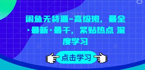 闲鱼无货源-高级班，最全·最新·最干，紧贴热点 深度学习-爱找项目网