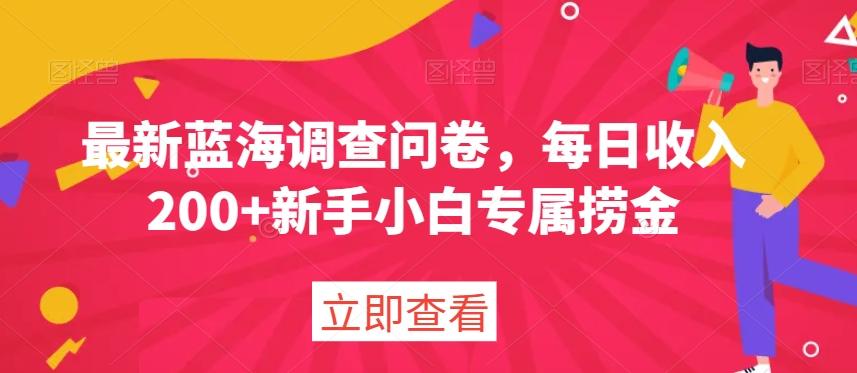 最新蓝海调查问卷，每日收入200+新手小白专属捞金-爱找项目网