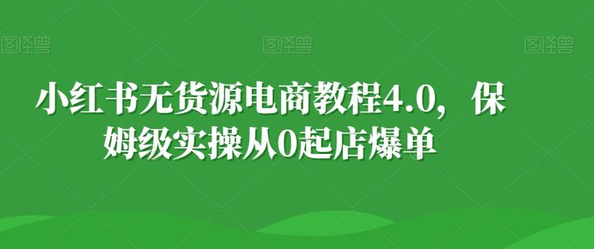 小红书无货源电商教程4.0，保姆级实操从0起店爆单【拆解】-爱找项目网