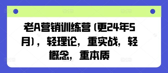 老A营销训练营(更24年6月)，轻理论，重实战，轻概念，重本质-爱找项目网